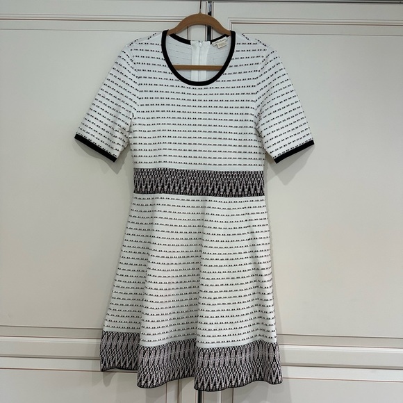 Shoshanna  Mesa  Navy Ivory Blush Metallic  Ribbed  Striped  Dress (6) - Picture 3 of 8